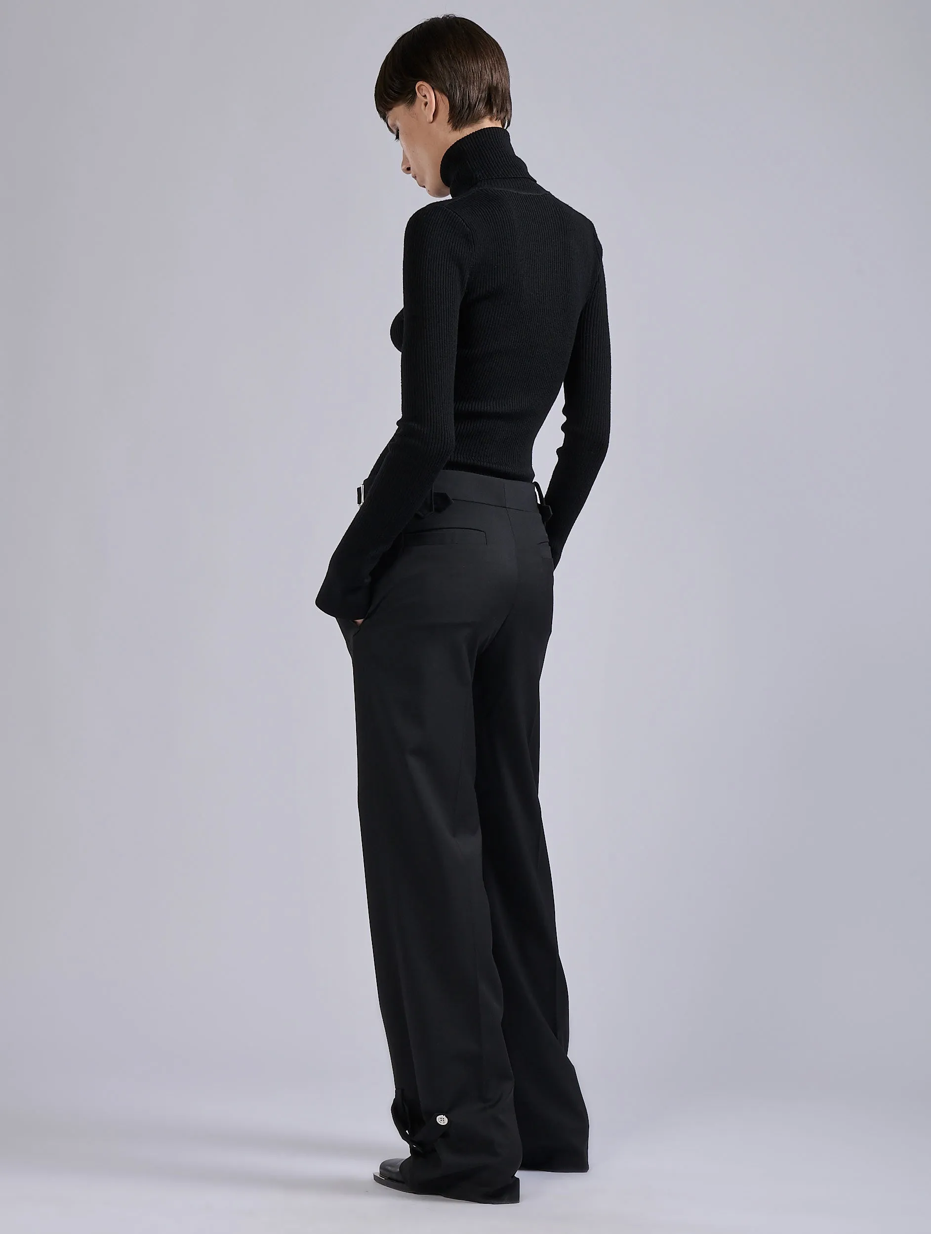 Black wool gabardine trousers Layered Comfort