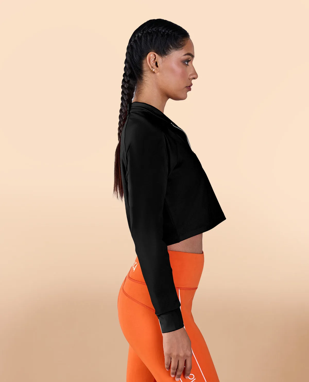 Full Sleeves Running Top in Second SKN Fabric Black Thermoregulating Fabric
