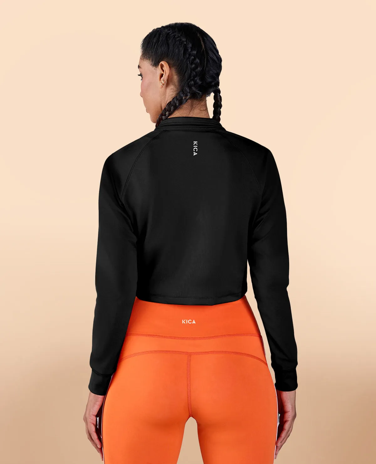 Full Sleeves Running Top in Second SKN Fabric Black MultipurposeCuffs Sporty Layer Look