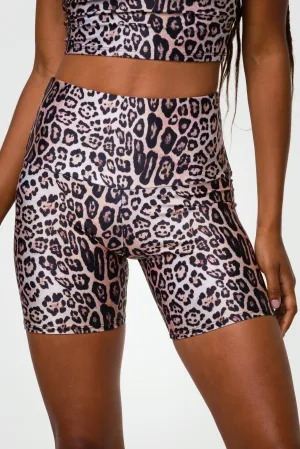 Comfortable Stretch Onzie Leopard High Rise Mini Biker Short