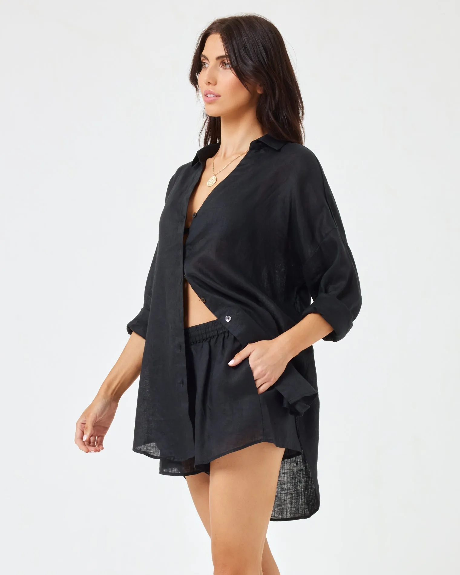 Rio Short - Black Gym apparel embroidery details