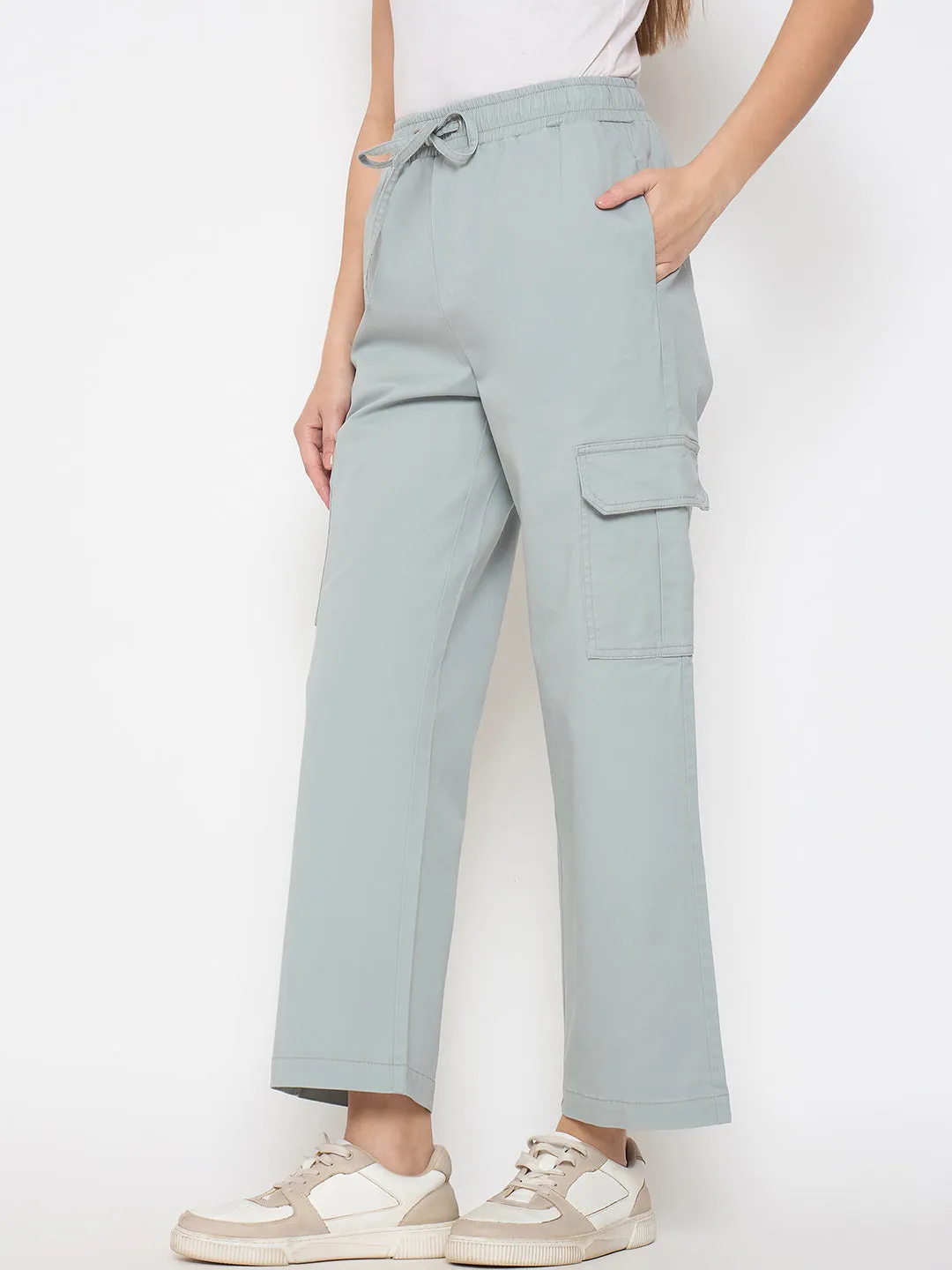 Flex Fit Madame Cotton Straight Grey Cargo Pants