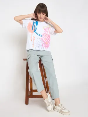 Madame Cotton Straight Grey Cargo Pants Modular Attachment