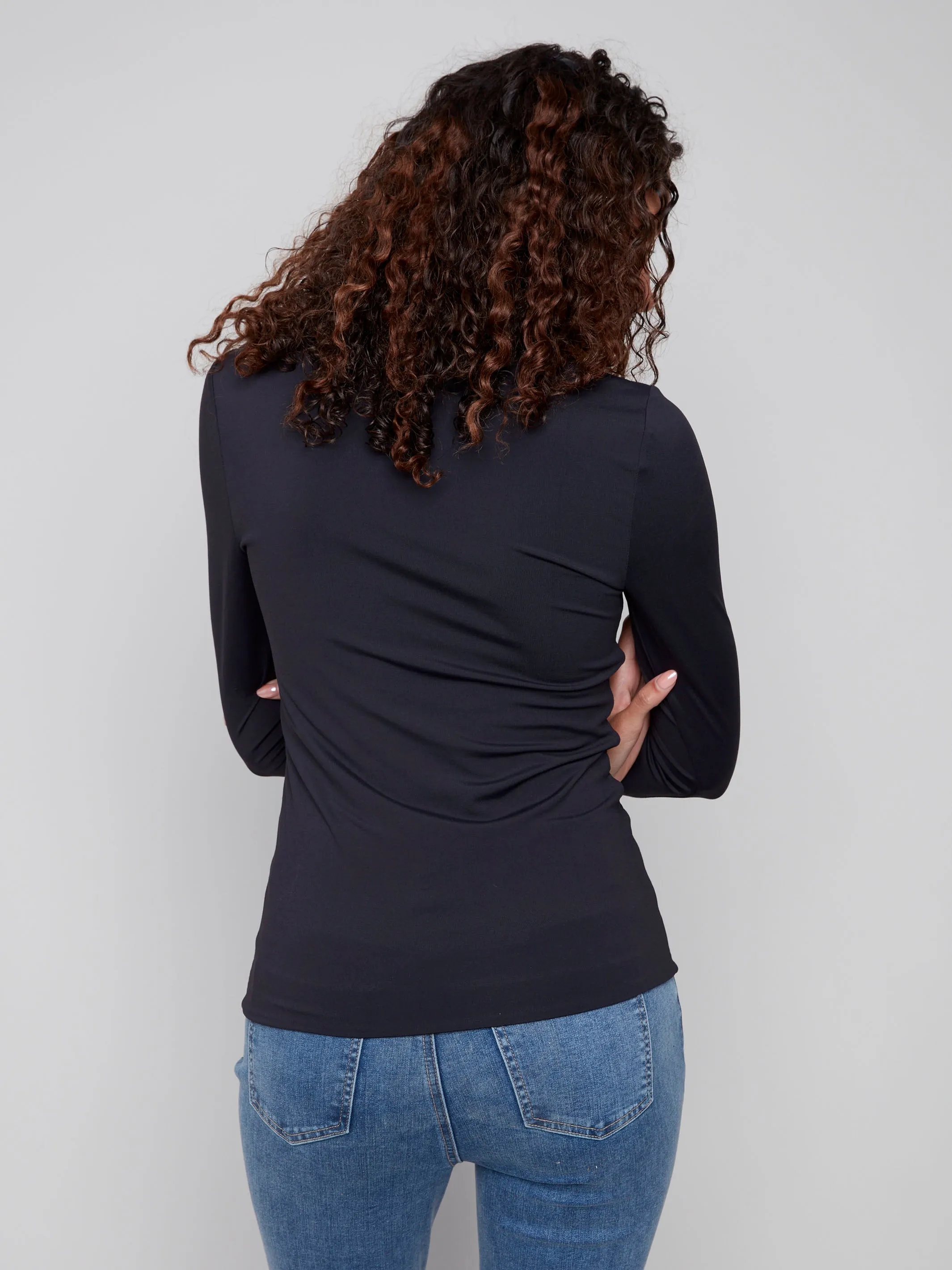 Unique Cut Art Core Long Sleeve Super Stretch Top - Black