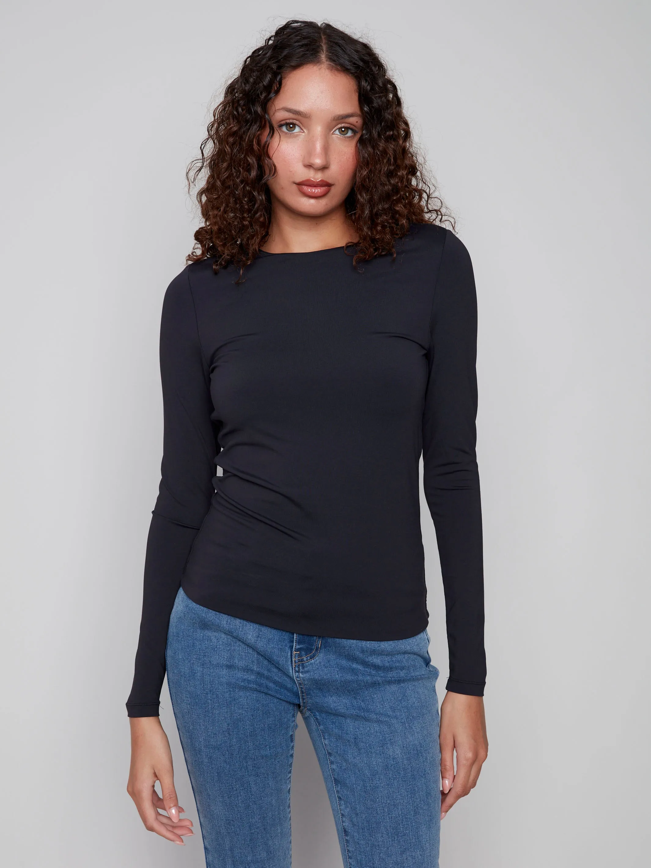 Serene Ease QuickDrying Long Sleeve Super Stretch Top - Black