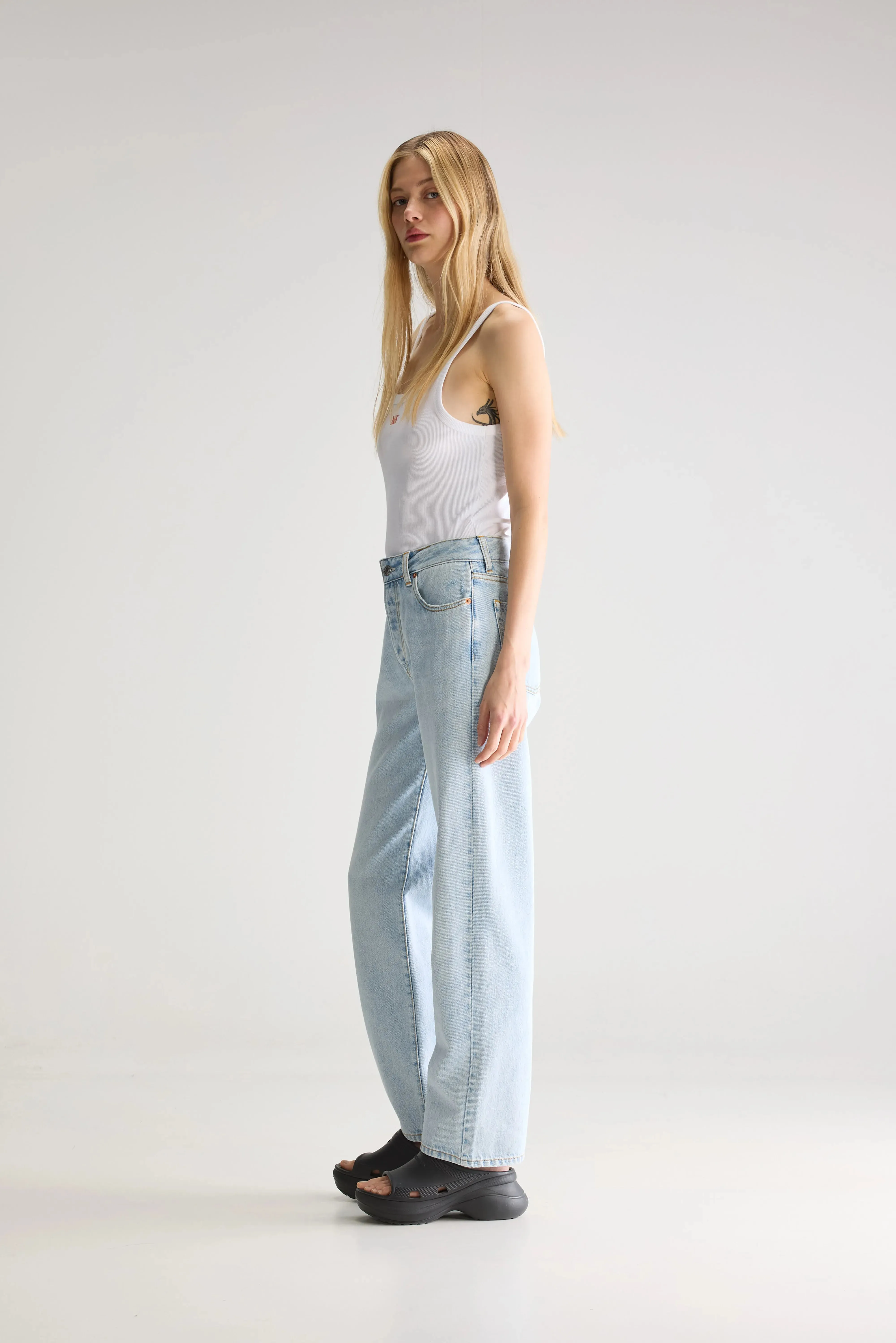 Organic Cotton Anti Bacterial Treatment Denim N. 32 straight jeans (252 / W / USED LT BLUE)