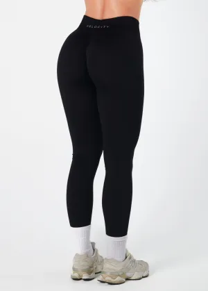 High Elasticity Flexible Waistband SIGNATURE SCRUNCH LEGGINGS - LIQUORICE