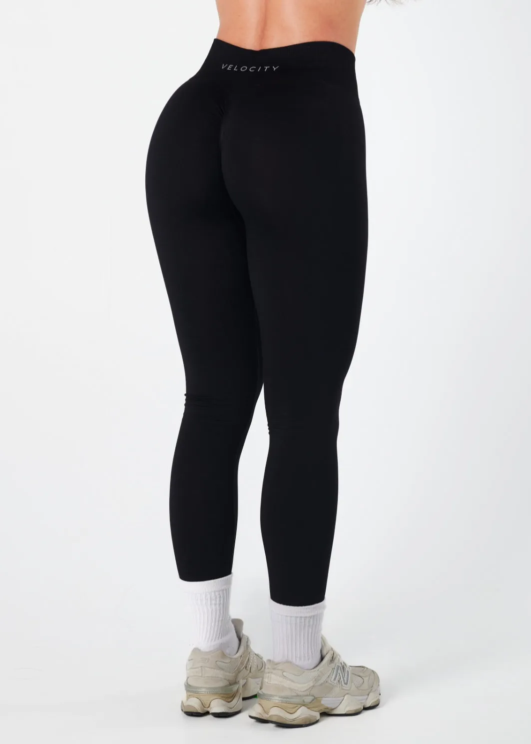 High Elasticity Flexible Waistband SIGNATURE SCRUNCH LEGGINGS - LIQUORICE