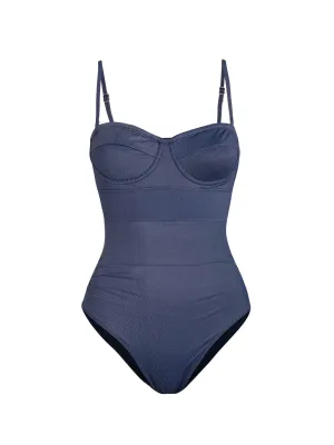 Anabel One Piece In Indigo Twill Textured-Surface