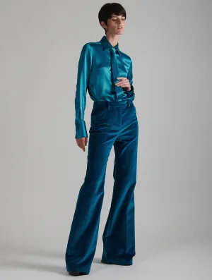 Basic Look Bootleg suit trousers in blue velvet